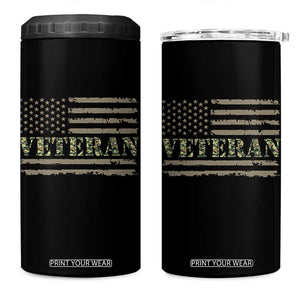 Veteran 4 in 1 Can Cooler Tumbler Retro Patriotic Army Camouflage US Flag TS10 One Size: 16 oz Black Print Your Wear