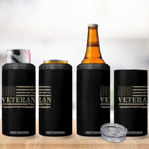 Veteran 4 in 1 Can Cooler Tumbler Retro Patriotic Army Camouflage US Flag TS10 Print Your Wear