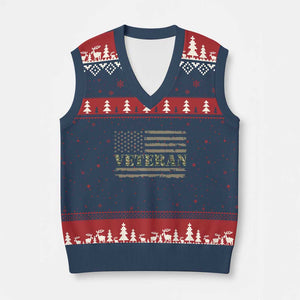 Veteran V-Neck Knit Sweater Vest Retro Patriotic Army Camouflage US Flag TS10 Navy Red Print Your Wear