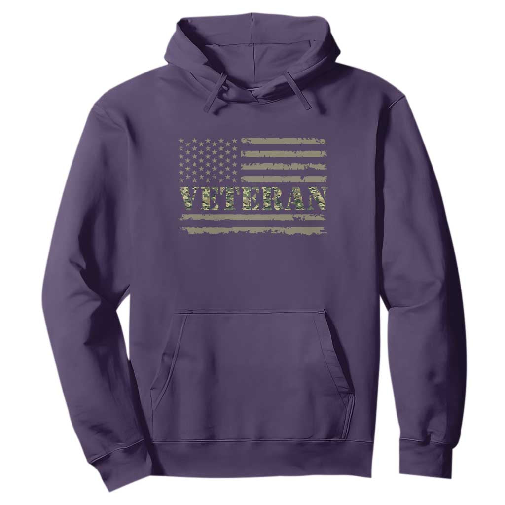 Veteran Hoodie Retro Patriotic Army Camouflage US Flag TS10 Purple Print Your Wear