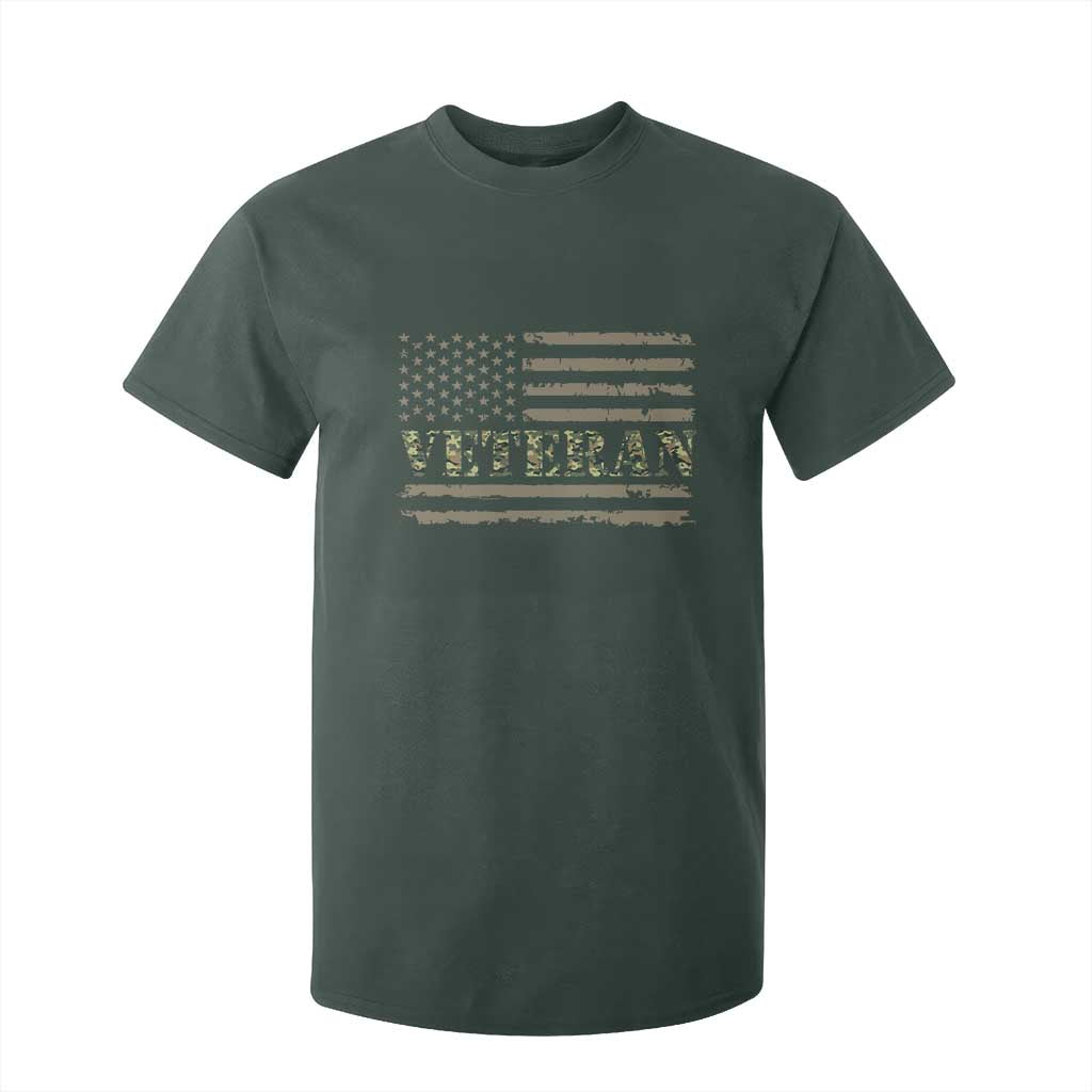 Veteran T Shirt For Kid Retro Patriotic Army Camouflage US Flag TS10 Dark Forest Green Print Your Wear