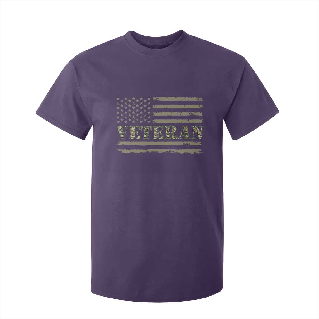 Veteran T Shirt For Kid Retro Patriotic Army Camouflage US Flag TS10 Purple Print Your Wear