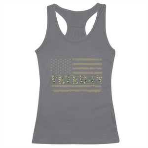 Veteran Racerback Tank Top Retro Patriotic Army Camouflage US Flag TS10 Charcoal Print Your Wear