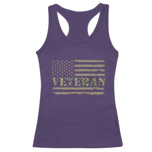 Veteran Racerback Tank Top Retro Patriotic Army Camouflage US Flag TS10 Purple Print Your Wear