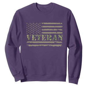 Veteran Sweatshirt Retro Patriotic Army Camouflage US Flag TS10 Purple Print Your Wear