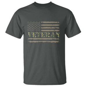 Veteran T Shirt Retro Patriotic Army Camouflage US Flag TS10 Dark Heather Print Your Wear