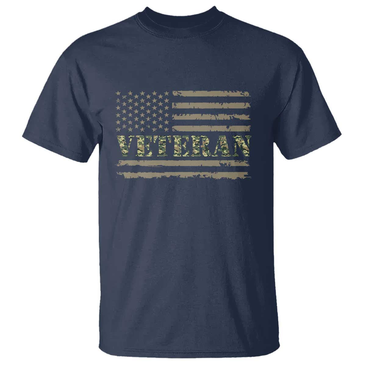 Veteran T Shirt Retro Patriotic Army Camouflage US Flag TS10 Navy Print Your Wear