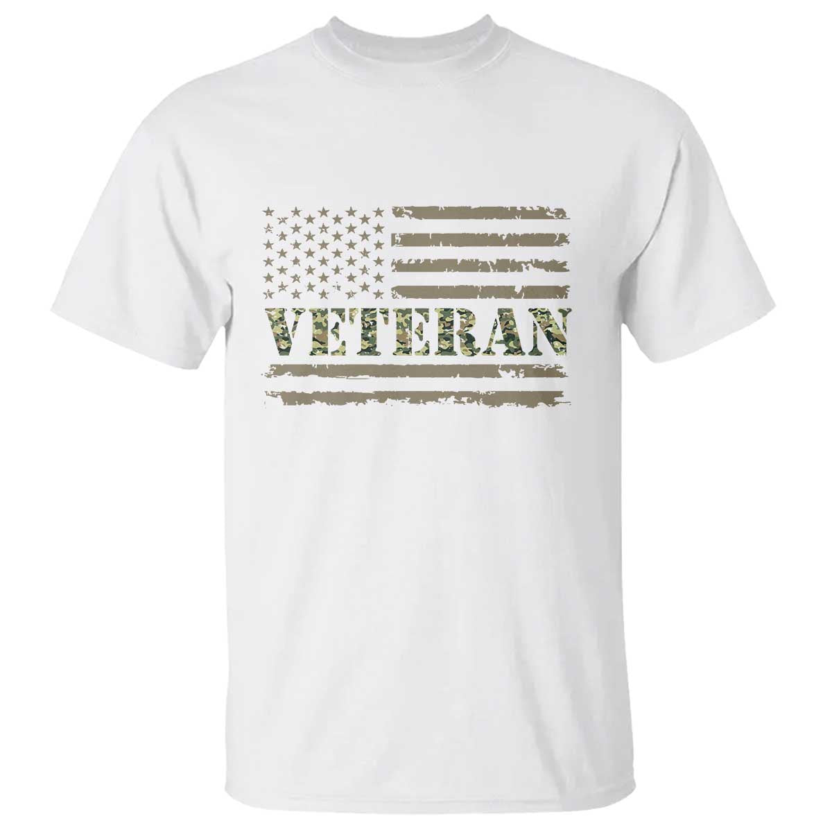 Veteran T Shirt Retro Patriotic Army Camouflage US Flag TS10 White Print Your Wear