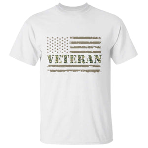 Veteran T Shirt Retro Patriotic Army Camouflage US Flag TS10 White Print Your Wear