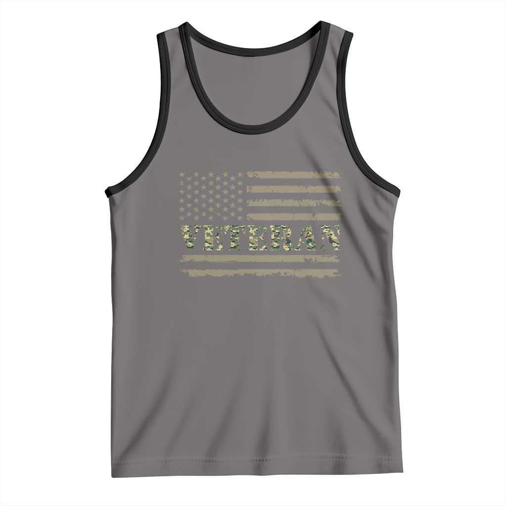 Veteran Tank Top Retro Patriotic Army Camouflage US Flag TS10 Deep Heather Black Print Your Wear
