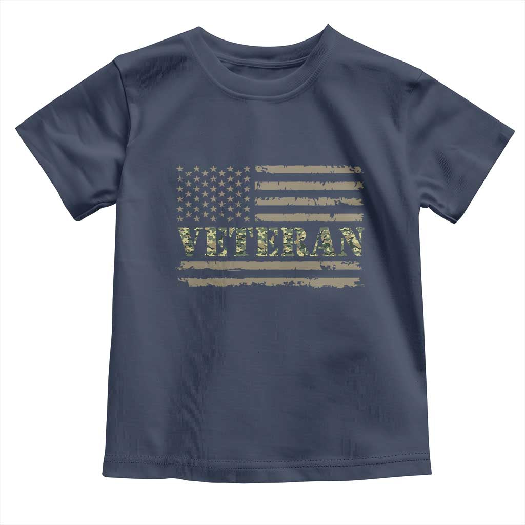 Veteran Toddler T Shirt Retro Patriotic Army Camouflage US Flag TS10 Navy Print Your Wear