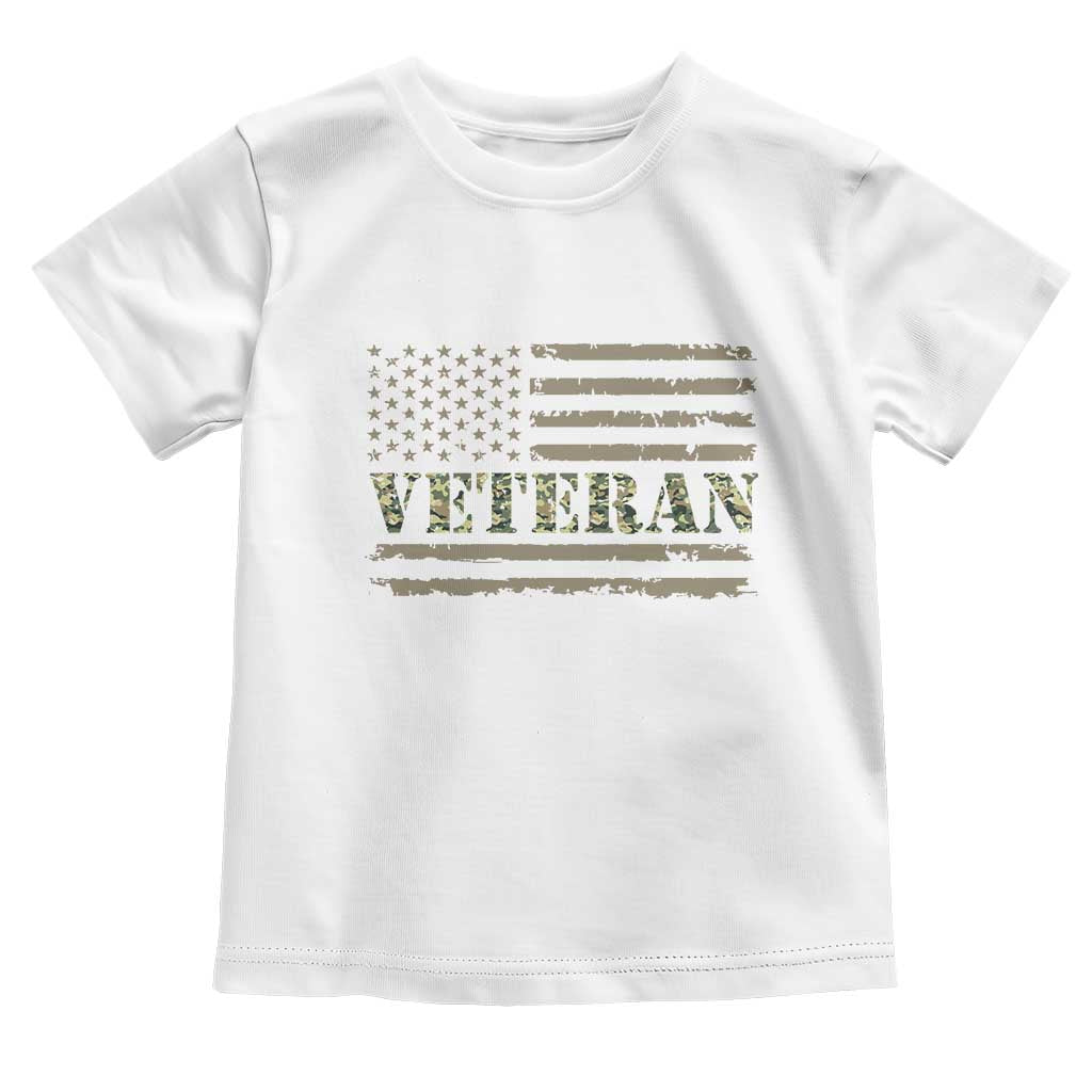 Veteran Toddler T Shirt Retro Patriotic Army Camouflage US Flag TS10 White Print Your Wear