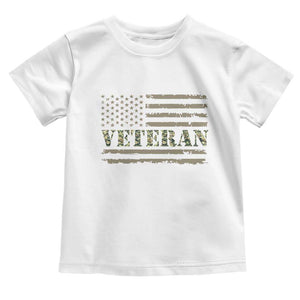 Veteran Toddler T Shirt Retro Patriotic Army Camouflage US Flag TS10 White Print Your Wear
