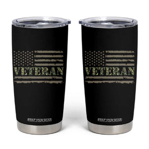 Veteran Tumbler Cup Retro Patriotic Army Camouflage US Flag TS10 Black Print Your Wear