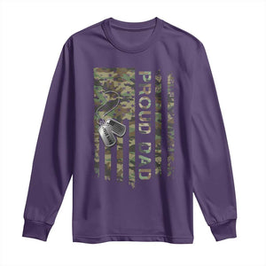 Personalized Proud Army Dad Long Sleeve Shirt Custom Name Dog Tag Camo American Flag Gift TS10 Purple Print Your Wear