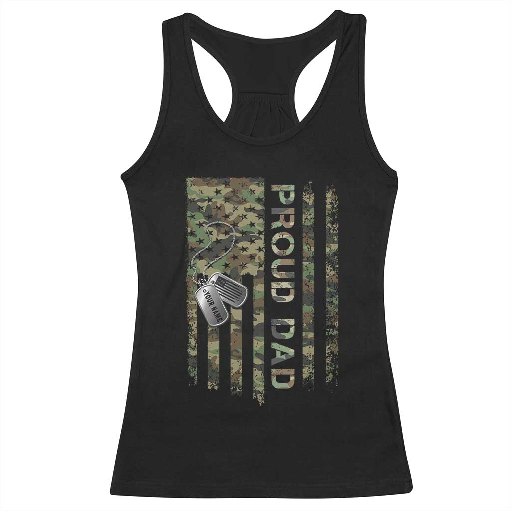 Personalized Proud Army Dad Racerback Tank Top Custom Name Dog Tag Camo American Flag Gift TS10 Black Print Your Wear