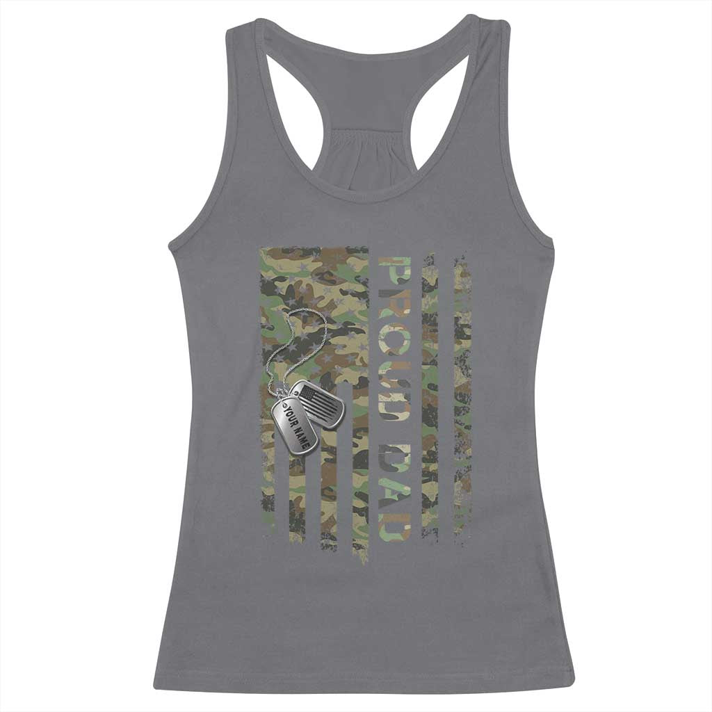 Personalized Proud Army Dad Racerback Tank Top Custom Name Dog Tag Camo American Flag Gift TS10 Charcoal Print Your Wear