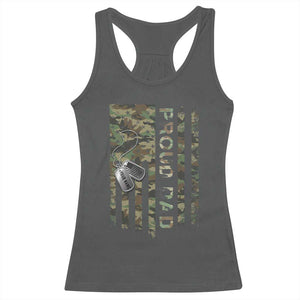 Personalized Proud Army Dad Racerback Tank Top Custom Name Dog Tag Camo American Flag Gift TS10 Dark Heather Print Your Wear