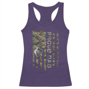 Personalized Proud Army Dad Racerback Tank Top Custom Name Dog Tag Camo American Flag Gift TS10 Purple Print Your Wear