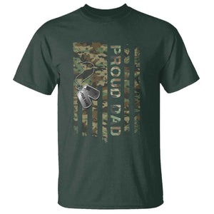 Personalized Proud Army Dad T Shirt Custom Name Dog Tag Camo American Flag Gift TS10 Dark Forest Green Print Your Wear