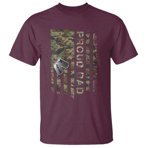 Personalized Proud Army Dad T Shirt Custom Name Dog Tag Camo American Flag Gift TS10 Maroon Print Your Wear