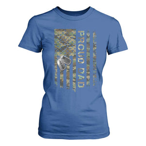 Personalized Proud Army Dad T Shirt For Women Custom Name Dog Tag Camo American Flag Gift TS10 Royal Blue Print Your Wear