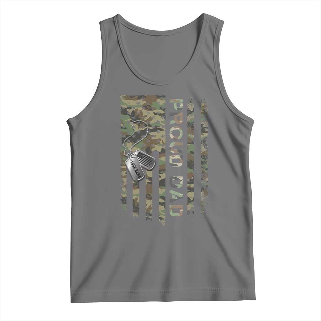 Personalized Proud Army Dad Tank Top Custom Name Dog Tag Camo American Flag Gift TS10 Black Heather Print Your Wear