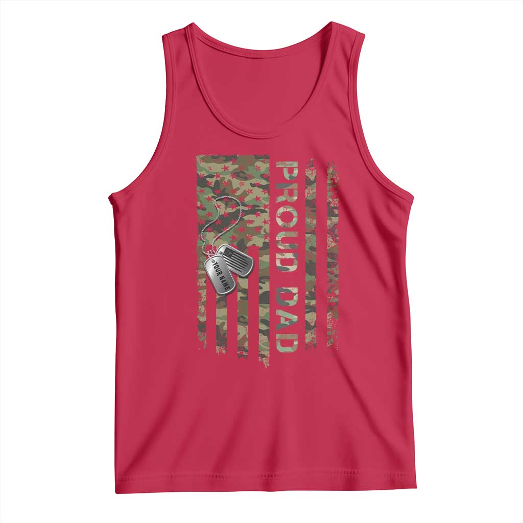 Personalized Proud Army Dad Tank Top Custom Name Dog Tag Camo American Flag Gift TS10 Red Print Your Wear