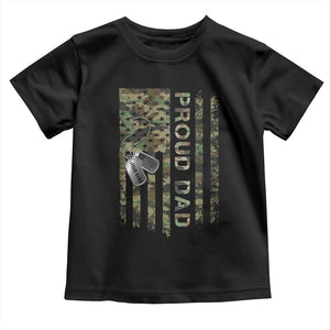 Personalized Proud Army Dad Toddler T Shirt Custom Name Dog Tag Camo American Flag Gift TS10 Black Print Your Wear