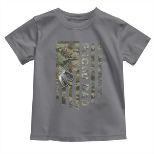 Personalized Proud Army Dad Toddler T Shirt Custom Name Dog Tag Camo American Flag Gift TS10 Charcoal Print Your Wear