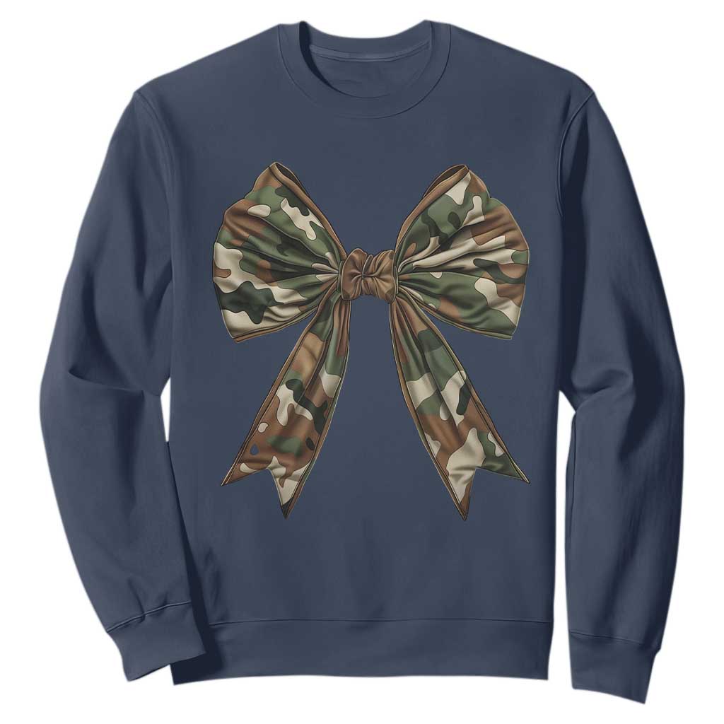 Camo Coquette Bow Sweatshirt Camouflage Old Hunting Women Girl TS10 Navy Print Your Wear