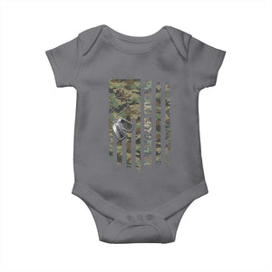 Personalized Proud Army Brother Baby Onesie Custom Name Dog Tag Camo American Flag Gift TS10 Charcoal Print Your Wear