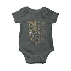 Personalized Proud Army Brother Baby Onesie Custom Name Dog Tag Camo American Flag Gift TS10 Dark Heather Print Your Wear