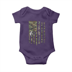 Personalized Proud Army Brother Baby Onesie Custom Name Dog Tag Camo American Flag Gift TS10 Purple Print Your Wear