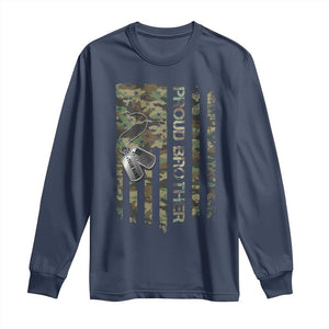 Personalized Proud Army Brother Long Sleeve Shirt Custom Name Dog Tag Camo American Flag Gift TS10 Navy Print Your Wear