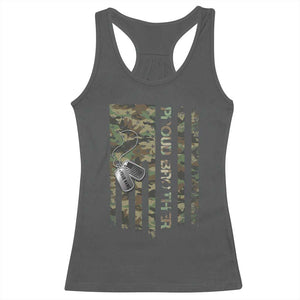 Personalized Proud Army Brother Racerback Tank Top Custom Name Dog Tag Camo American Flag Gift TS10 Dark Heather Print Your Wear