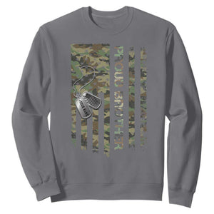 Personalized Proud Army Brother Sweatshirt Custom Name Dog Tag Camo American Flag Gift TS10 Charcoal Print Your Wear