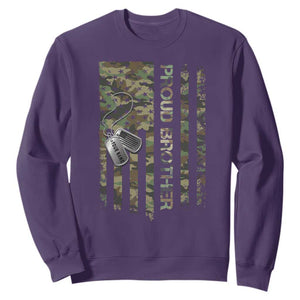 Personalized Proud Army Brother Sweatshirt Custom Name Dog Tag Camo American Flag Gift TS10 Purple Print Your Wear