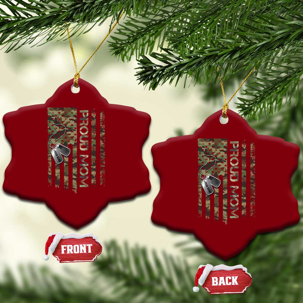 Personalized Proud Army Mom Ceramic Ornament Custom Name Dog Tag Camo American Flag Gift TS10 Print Your Wear