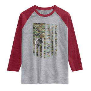Personalized Proud Army Mom Raglan Shirt Custom Name Dog Tag Camo American Flag Gift TS10 Heather Gray Heather Red Print Your Wear