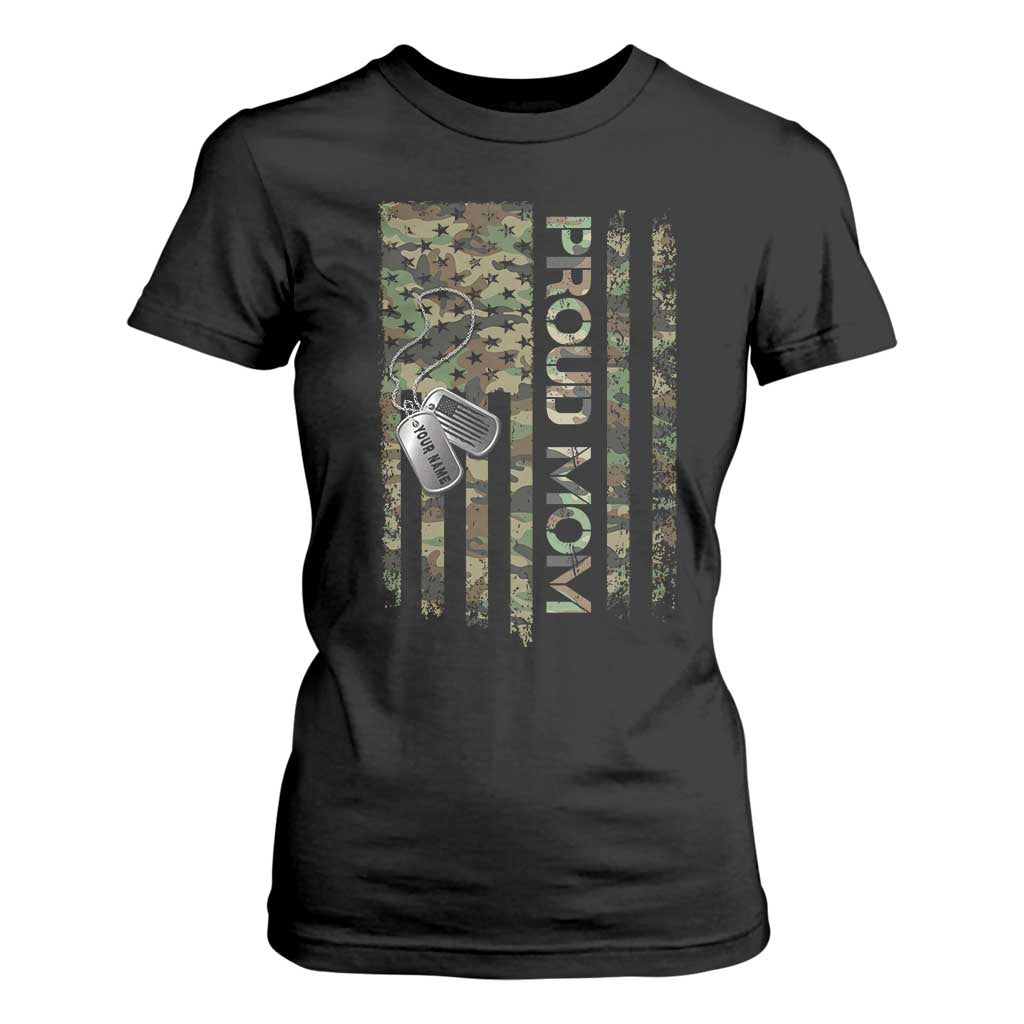 Personalized Proud Army Mom T Shirt For Women Custom Name Dog Tag Camo American Flag Gift TS10 Black Print Your Wear