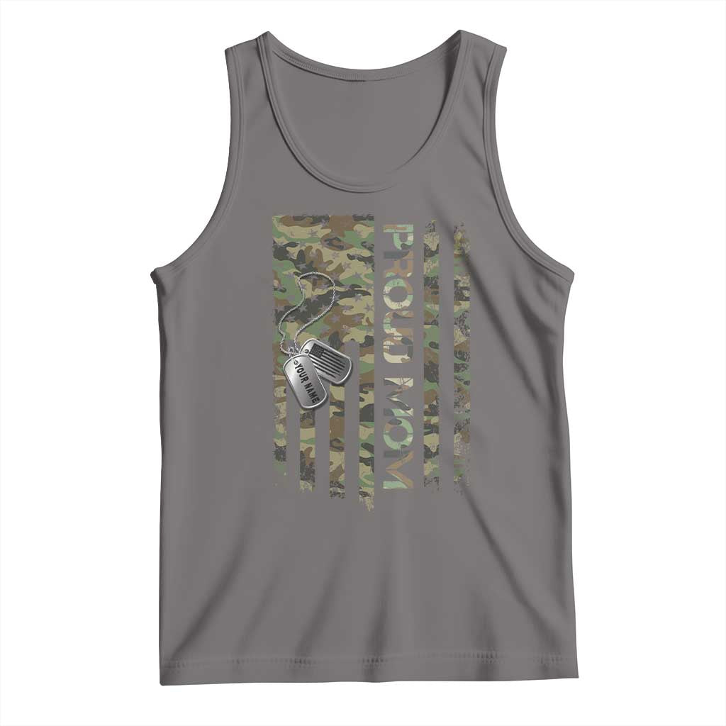 Personalized Proud Army Mom Tank Top Custom Name Dog Tag Camo American Flag Gift TS10 Deep Heather Print Your Wear