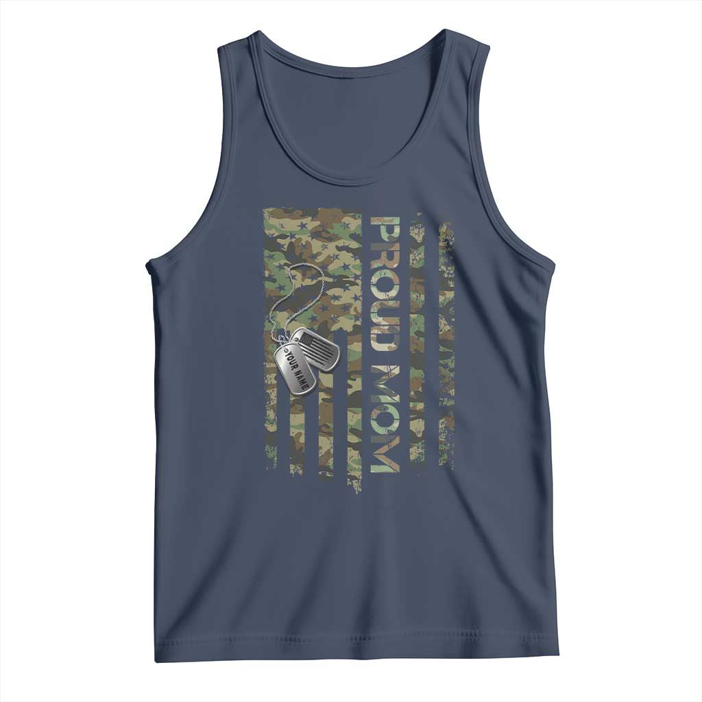 Personalized Proud Army Mom Tank Top Custom Name Dog Tag Camo American Flag Gift TS10 Navy Print Your Wear