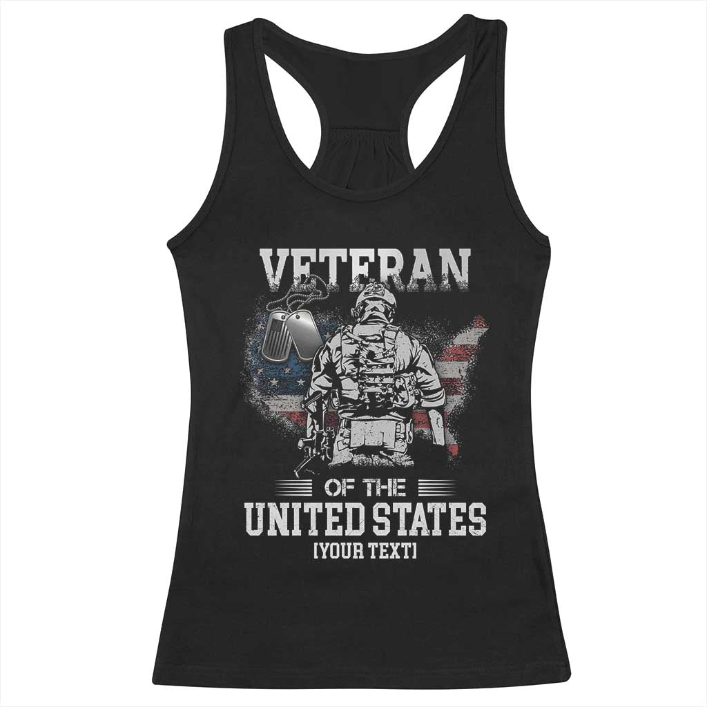 Personalized Veteran Flag Racerback Tank Top Custom Name U.S. Army TS10 Black Print Your Wear