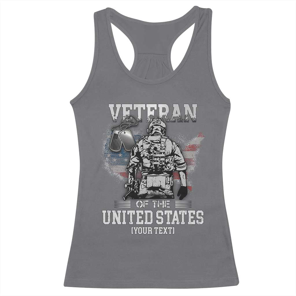 Personalized Veteran Flag Racerback Tank Top Custom Name U.S. Army TS10 Charcoal Print Your Wear