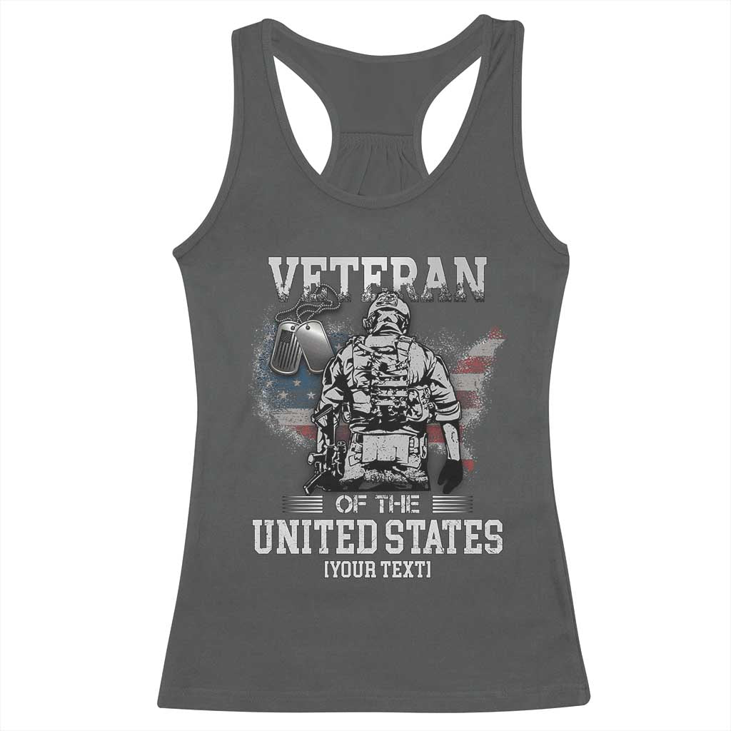 Personalized Veteran Flag Racerback Tank Top Custom Name U.S. Army TS10 Dark Heather Print Your Wear