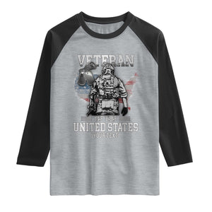 Personalized Veteran Flag Raglan Shirt Custom Name U.S. Army TS10 Heather Gray Black Print Your Wear