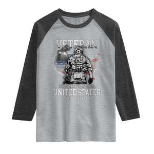 Personalized Veteran Flag Raglan Shirt Custom Name U.S. Army TS10 Heather Gray Heather Charcoal Print Your Wear