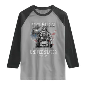 Personalized Veteran Flag Raglan Shirt Custom Name U.S. Army TS10 Sport Gray Black Print Your Wear
