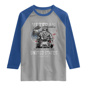 Personalized Veteran Flag Raglan Shirt Custom Name U.S. Army TS10 Sport Gray Royal Print Your Wear